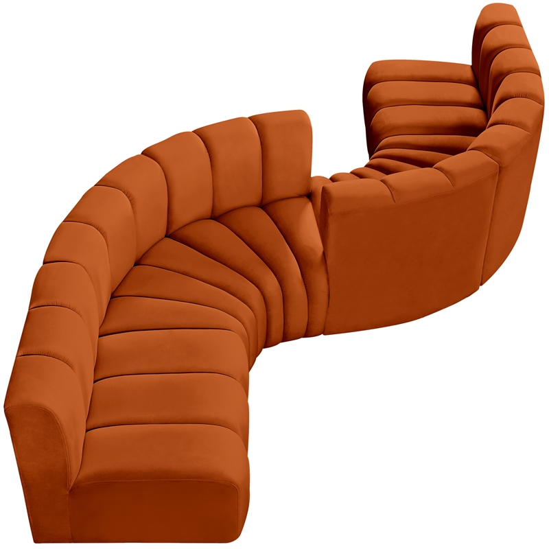 Bowery Hill Contemporary Soft Cognac Velvet Modular Sectional