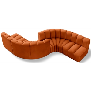 Bowery Hill Contemporary Soft Cognac Velvet Modular Sectional