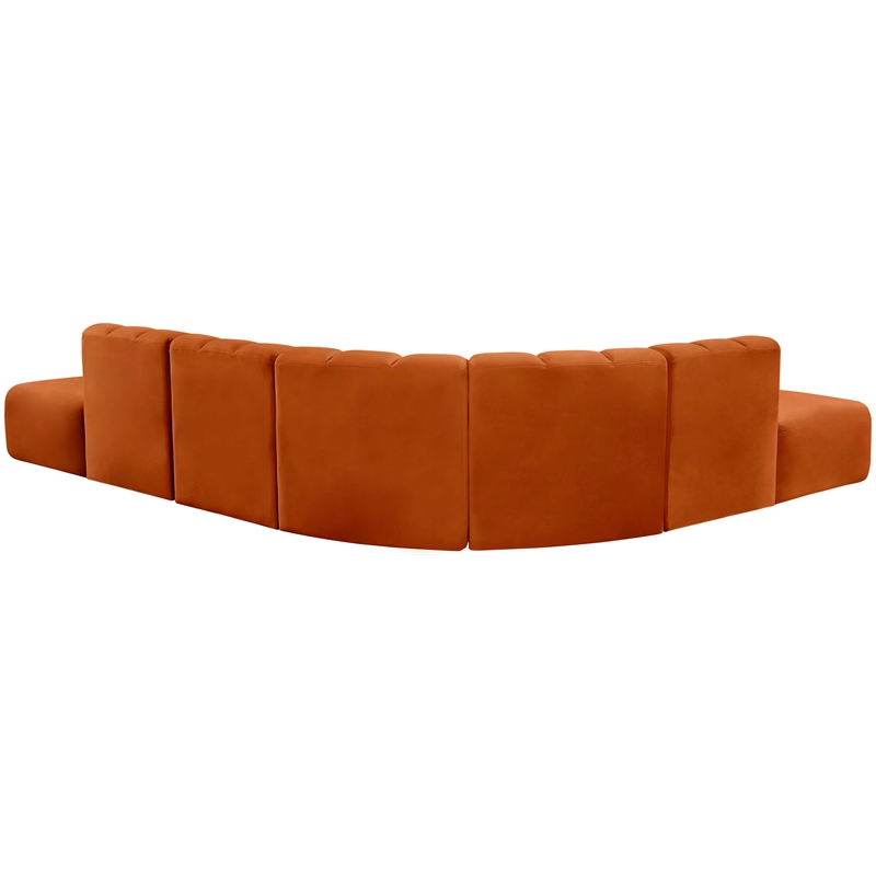 Bowery Hill Contemporary Soft Cognac Velvet Modular Sectional