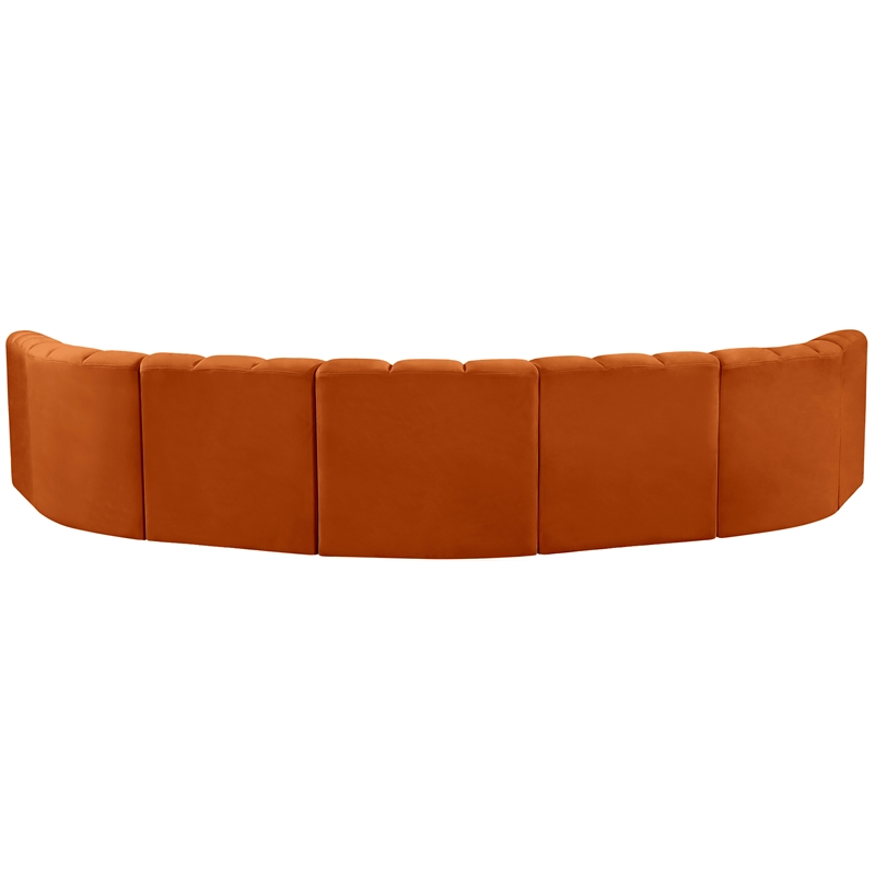 Bowery Hill Contemporary Soft Cognac Velvet Modular Sectional