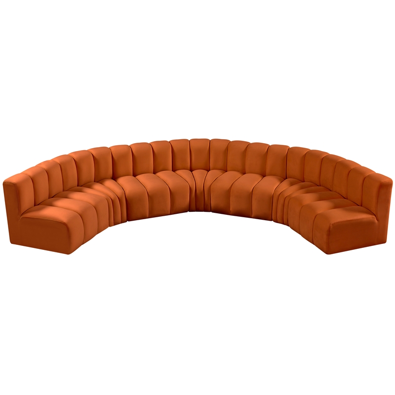 Bowery Hill Contemporary Soft Cognac Velvet Modular Sectional