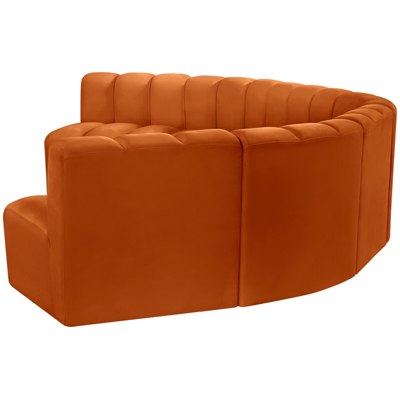 Bowery Hill Contemporary Soft Cognac Velvet Modular Sectional