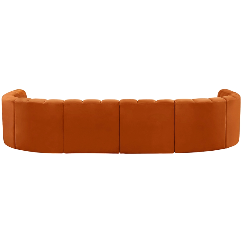 Bowery Hill Contemporary Soft Cognac Velvet Modular Sectional