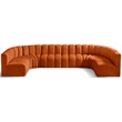 Bowery Hill Contemporary Soft Cognac Velvet Modular Sectional