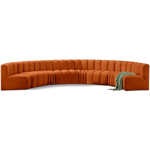 Bowery Hill Contemporary Soft Cognac Velvet Modular Sectional