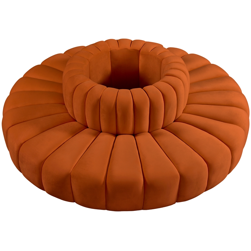 Bowery Hill Contemporary Soft Cognac Velvet Modular Sectional