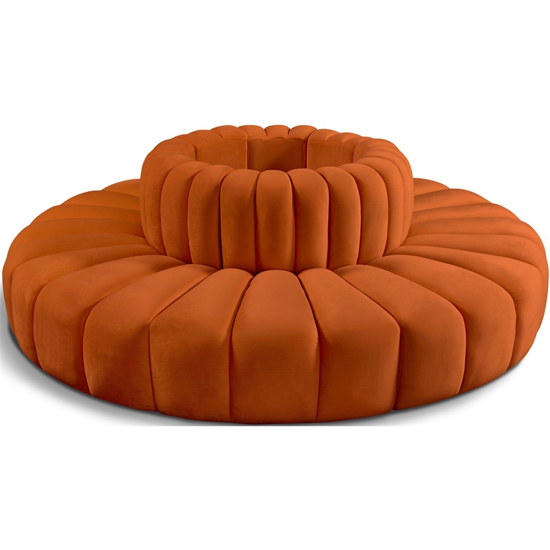 Bowery Hill Contemporary Soft Cognac Velvet Modular Sectional