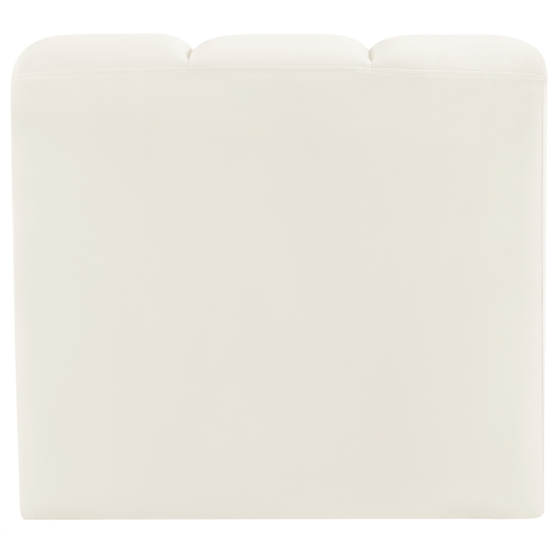 Bowery Hill Contemporary Deep Channel Tufted Soft Cream Velvet Curved Corner
