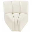 Bowery Hill Contemporary Deep Channel Tufted Soft Cream Velvet Curved Corner