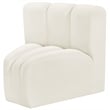 Bowery Hill Contemporary Deep Channel Tufted Soft Cream Velvet Curved Corner