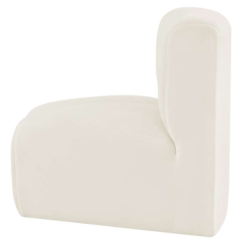 Bowery Hill Contemporary Deep Channel Tufted Soft Cream Velvet Curved Corner