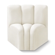 Bowery Hill Contemporary Deep Channel Tufted Soft Cream Velvet Curved Corner