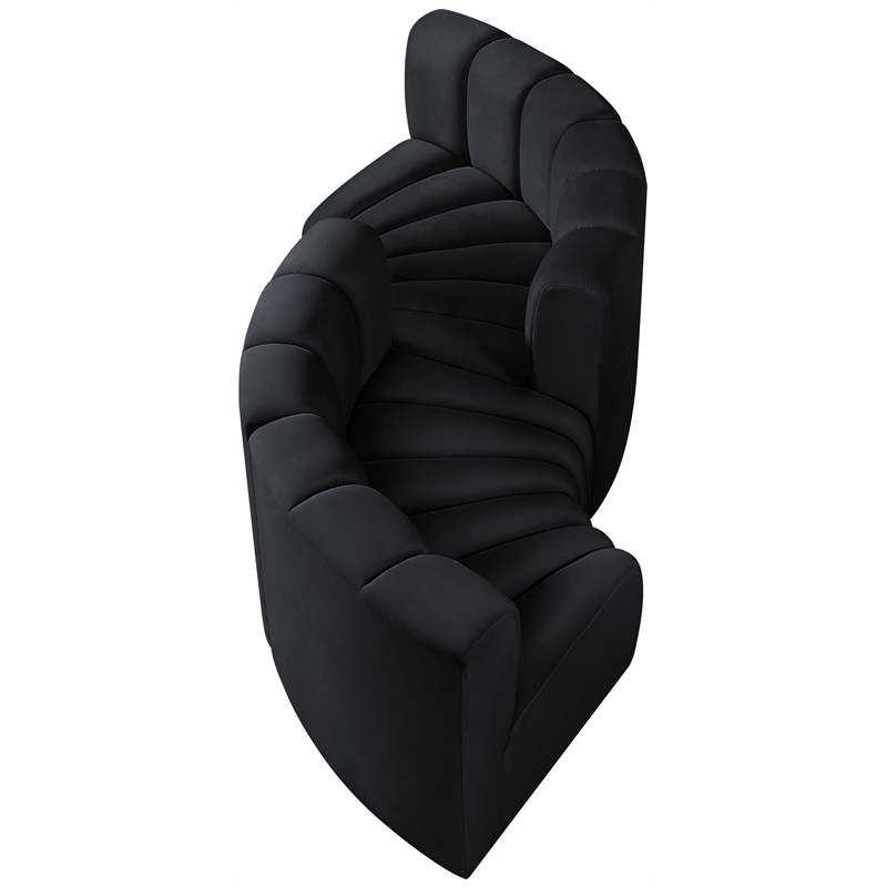 Bowery Hill Contemporary Soft Black Velvet Modular Sectional