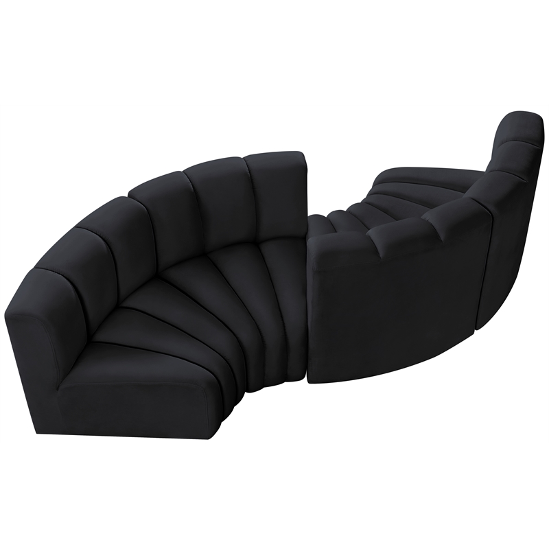 Bowery Hill Contemporary Soft Black Velvet Modular Sectional