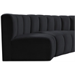 Bowery Hill Contemporary Soft Black Velvet Modular Sectional