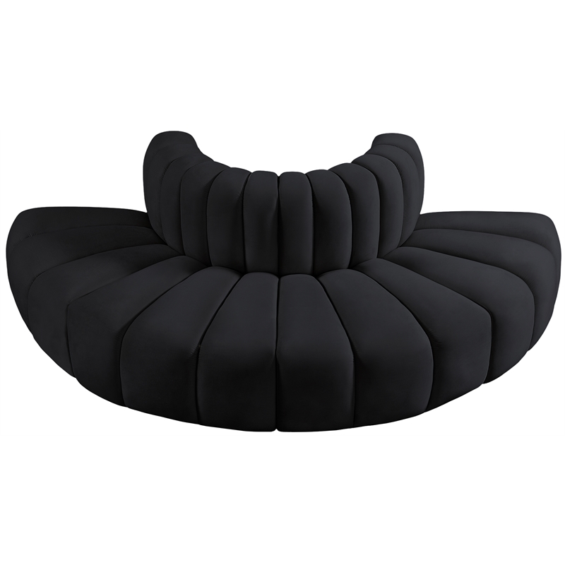 Bowery Hill Contemporary Soft Black Velvet Modular Sectional