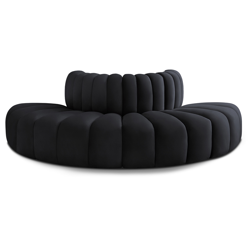 Bowery Hill Contemporary Soft Black Velvet Modular Sectional