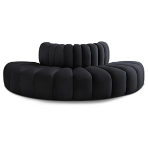 Bowery Hill Contemporary Soft Black Velvet Modular Sectional