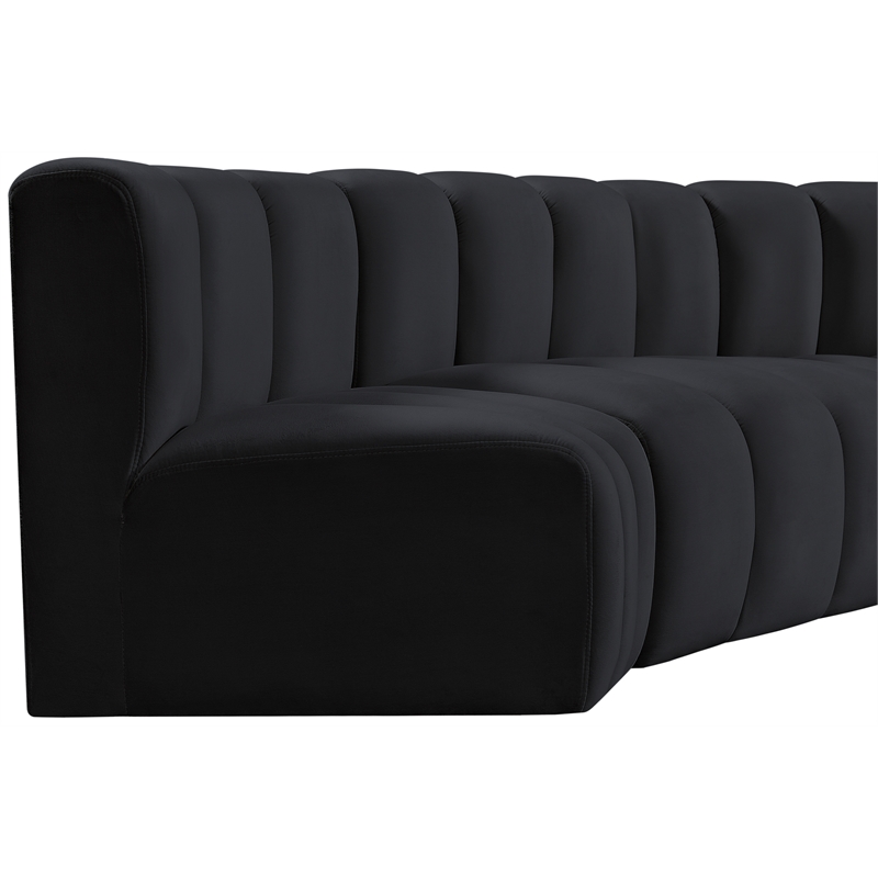 Bowery Hill Contemporary Soft Black Velvet Modular Sectional