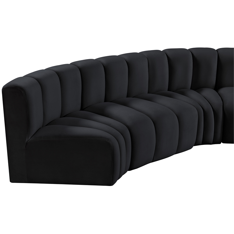 Bowery Hill Contemporary Soft Black Velvet Modular Sectional