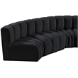 Bowery Hill Contemporary Soft Black Velvet Modular Sectional