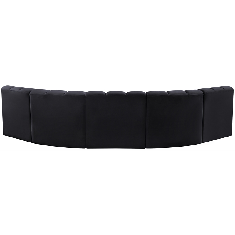 Bowery Hill Contemporary Soft Black Velvet Modular Sectional