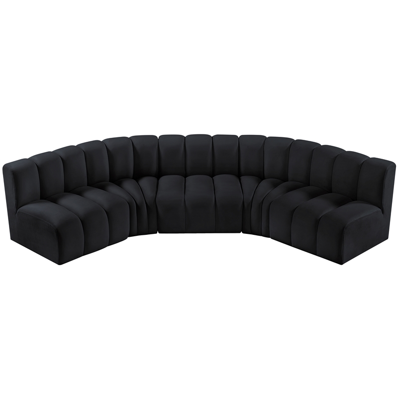Bowery Hill Contemporary Soft Black Velvet Modular Sectional