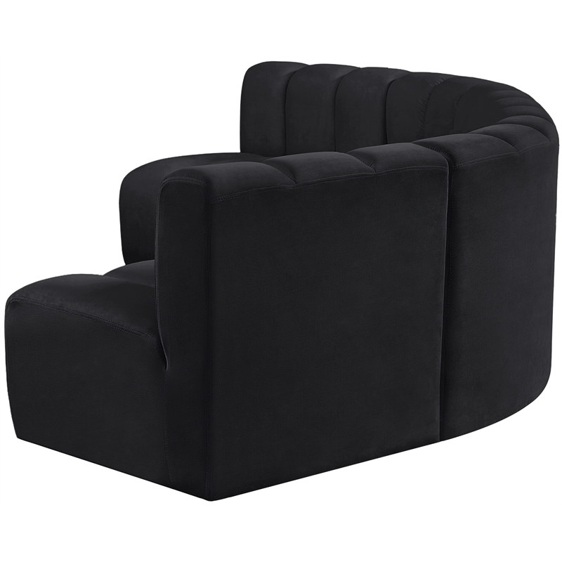 Bowery Hill Contemporary Soft Black Velvet Modular Sectional