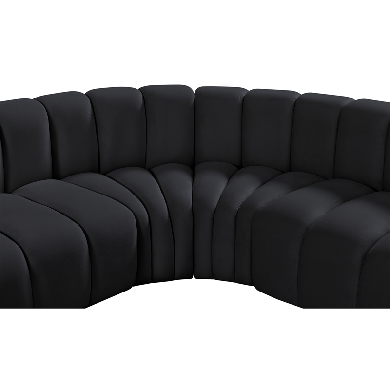 Bowery Hill Contemporary Soft Black Velvet Modular Sectional