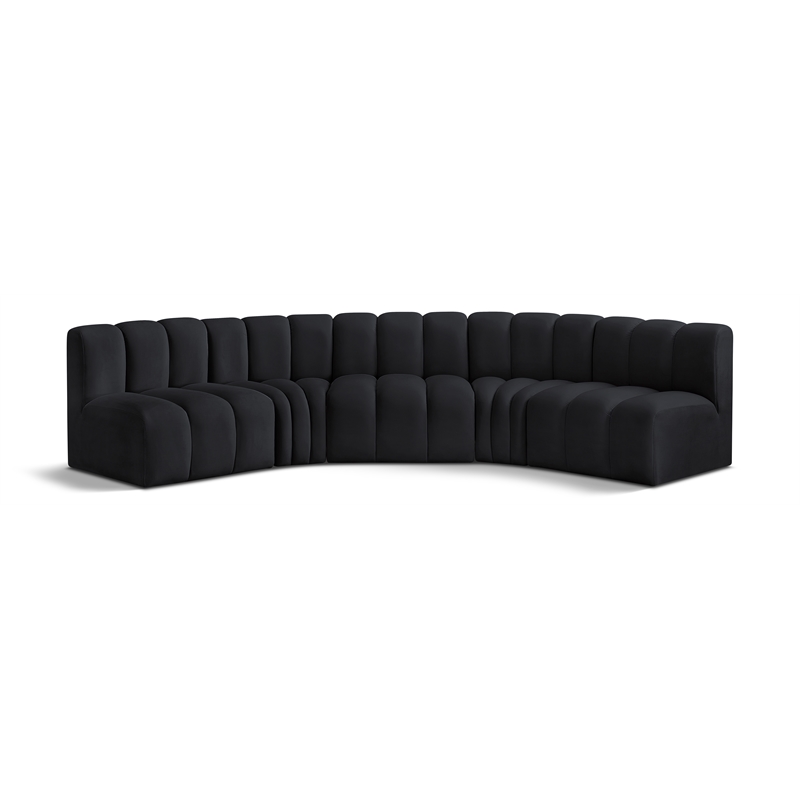 Bowery Hill Contemporary Soft Black Velvet Modular Sectional
