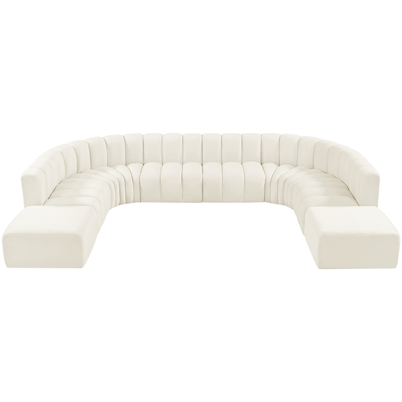 Bowery Hill Contemporary Soft Cream Velvet Modular Sectional