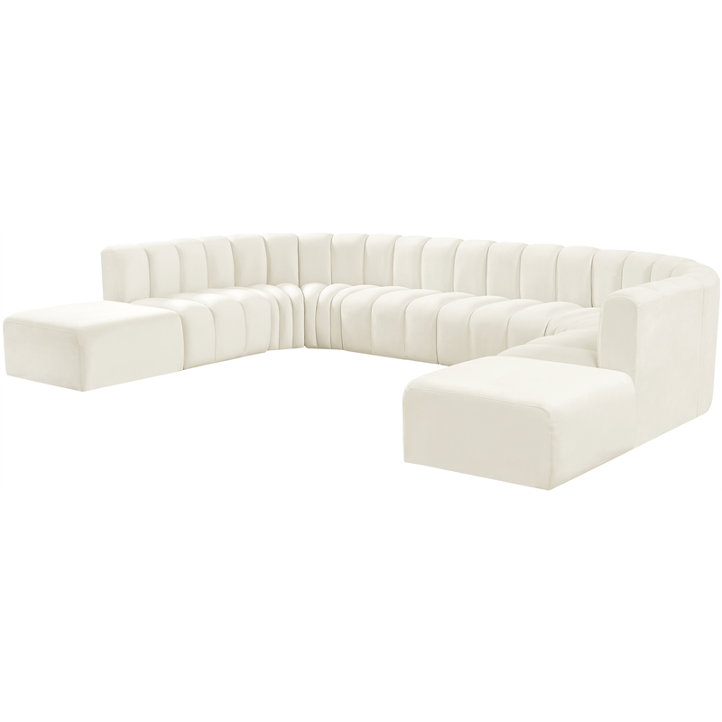 Bowery Hill Contemporary Soft Cream Velvet Modular Sectional