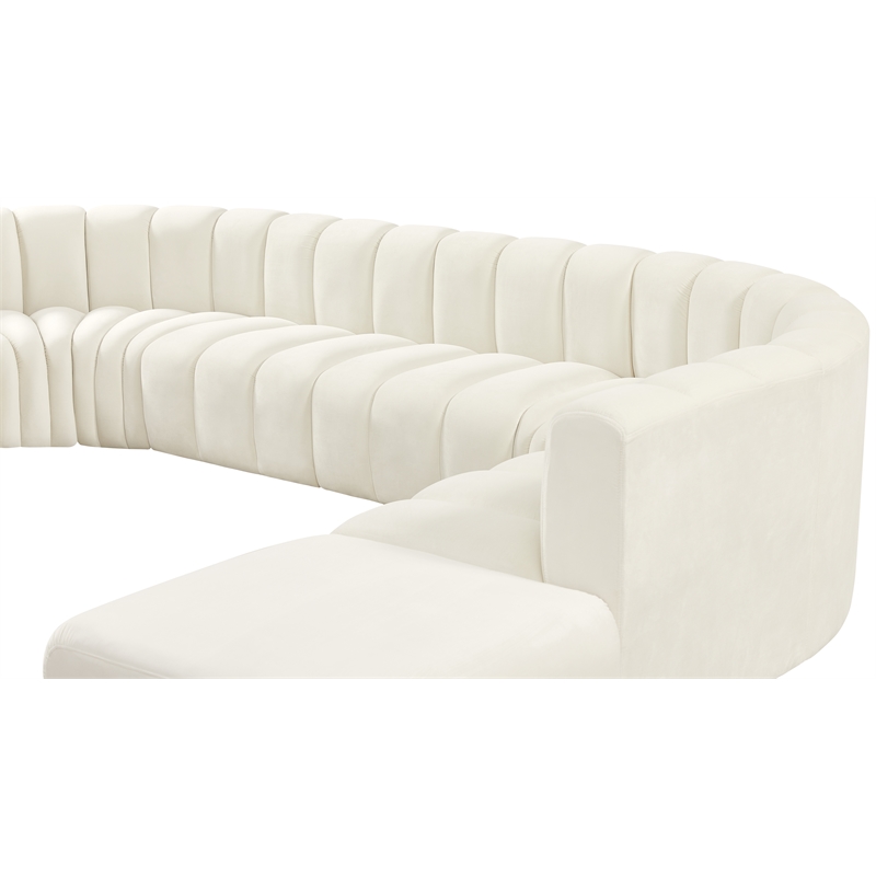 Bowery Hill Contemporary Soft Cream Velvet Modular Sectional