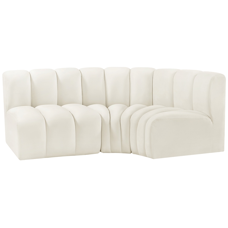Bowery Hill Contemporary Soft Cream Velvet Modular Sectional