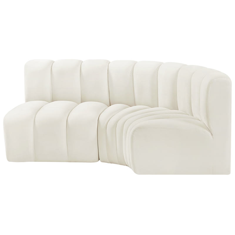 Bowery Hill Contemporary Soft Cream Velvet Modular Sectional