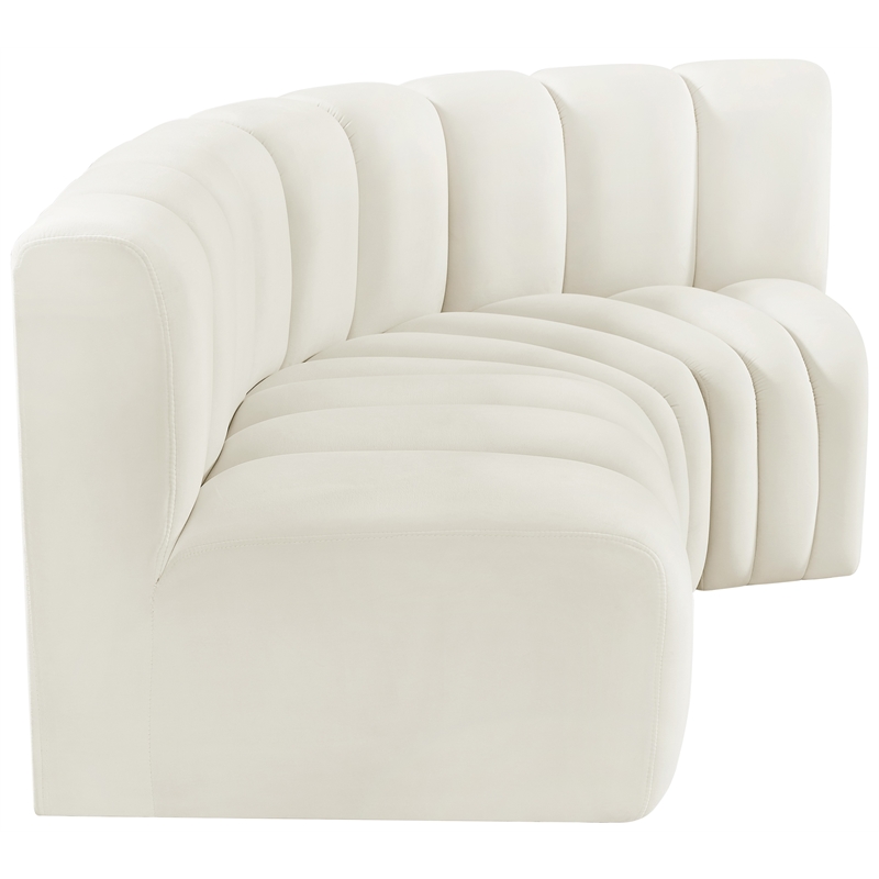 Bowery Hill Contemporary Soft Cream Velvet Modular Sectional