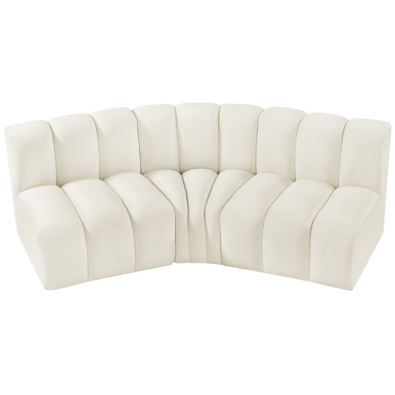 Bowery Hill Contemporary Soft Cream Velvet Modular Sectional