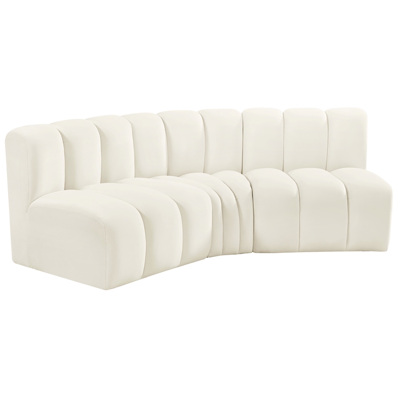 Bowery Hill Contemporary Soft Cream Velvet Modular Sectional