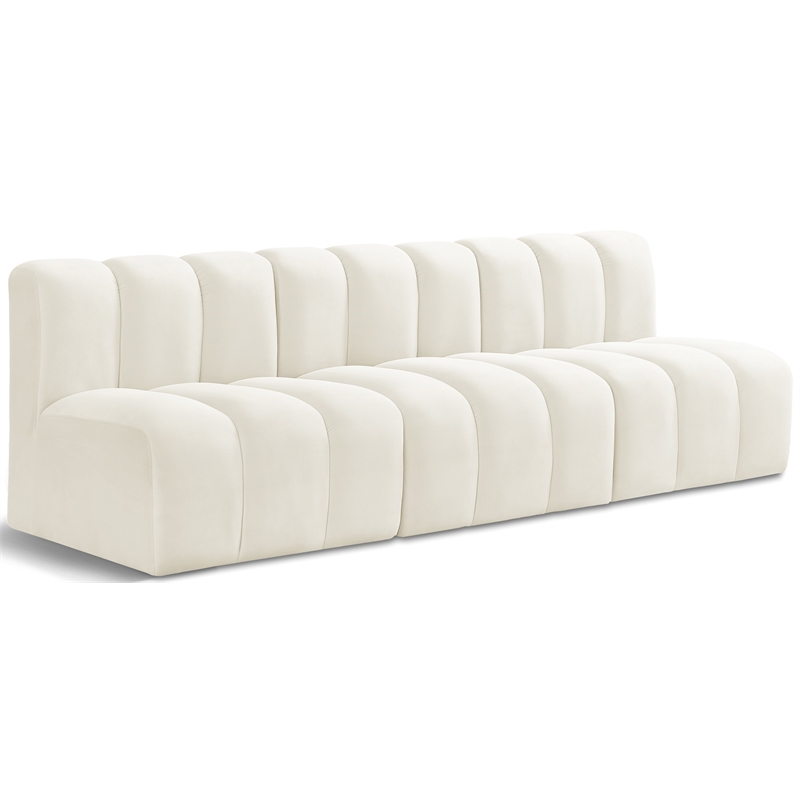 Bowery Hill Contemporary Soft Cream Velvet Modular Sectional