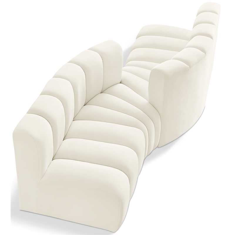 Bowery Hill Contemporary Soft Cream Velvet Modular Sectional