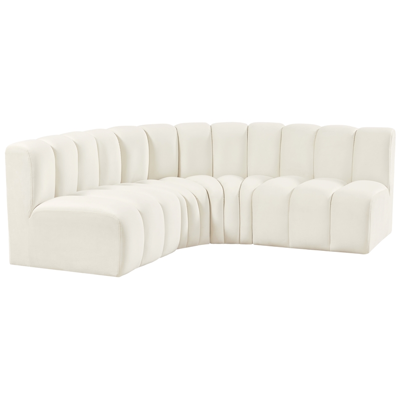 Bowery Hill Contemporary Soft Cream Velvet Modular Sectional