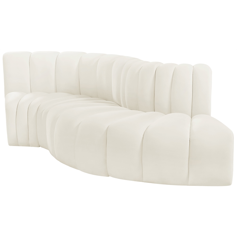 Bowery Hill Contemporary Soft Cream Velvet Modular Sectional