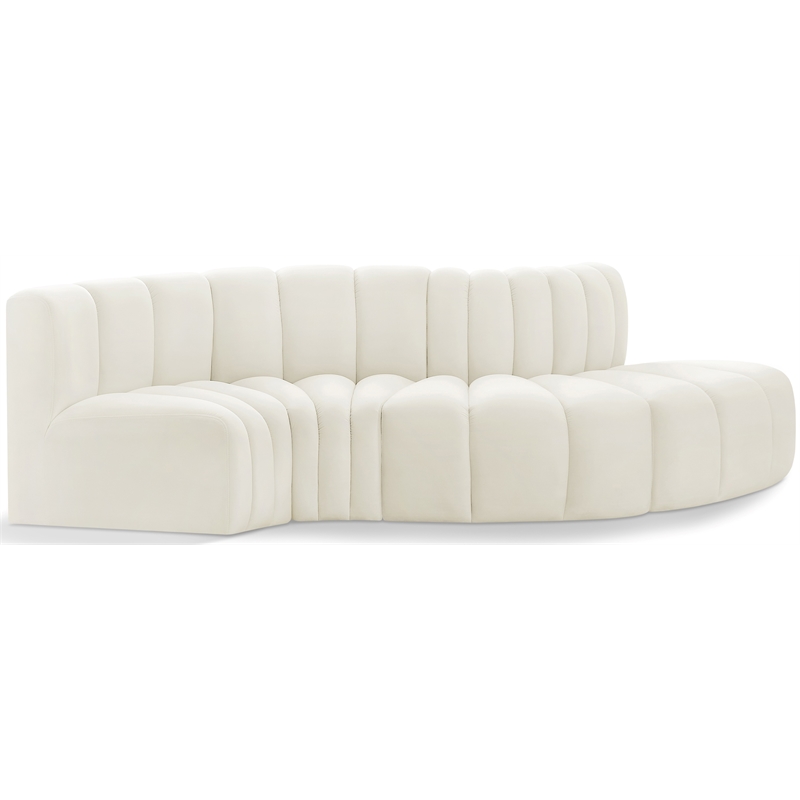 Bowery Hill Contemporary Soft Cream Velvet Modular Sectional