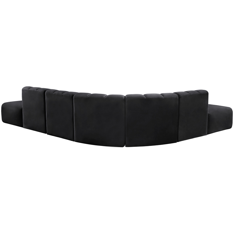 Bowery Hill Contemporary Soft Black Velvet Modular Sectional