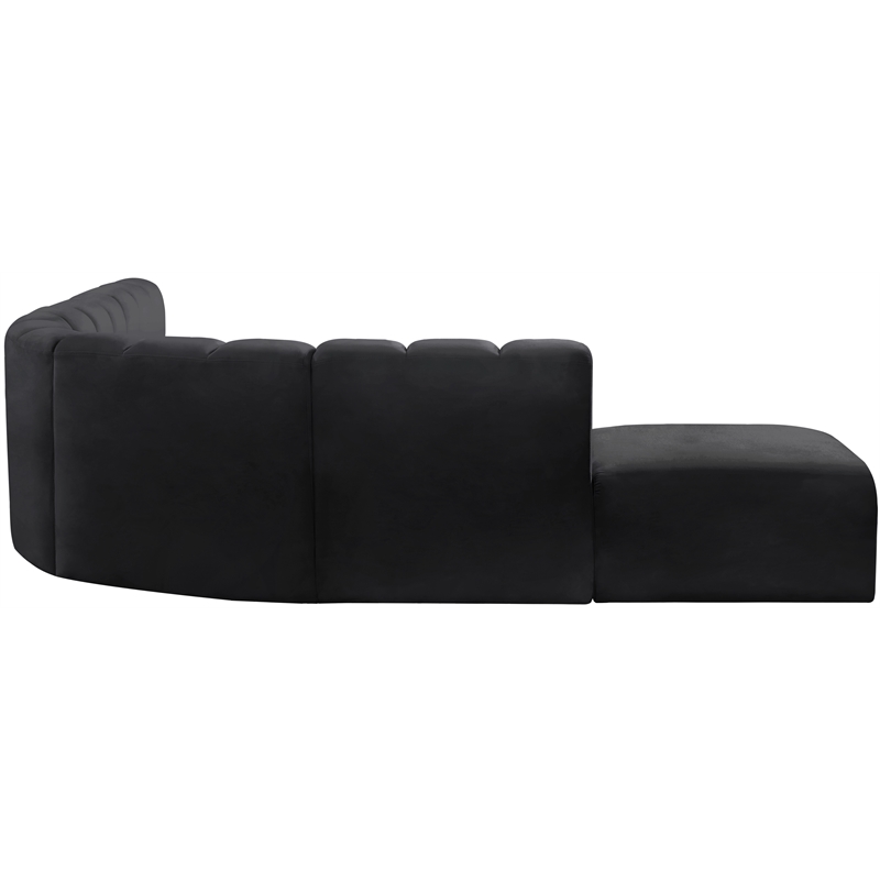 Bowery Hill Contemporary Soft Black Velvet Modular Sectional