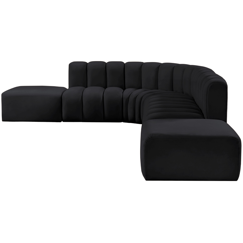 Bowery Hill Contemporary Soft Black Velvet Modular Sectional