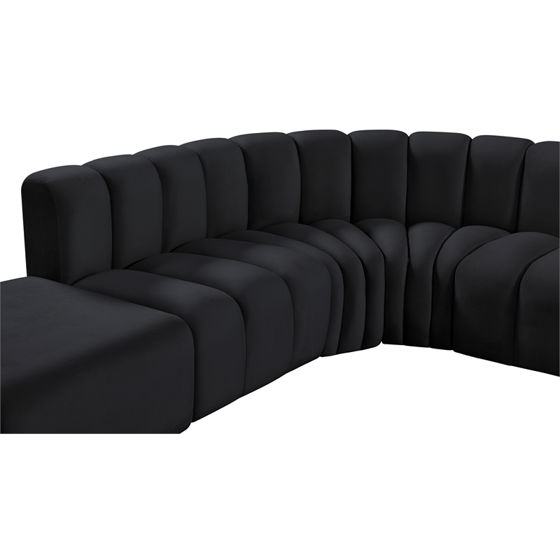 Bowery Hill Contemporary Soft Black Velvet Modular Sectional