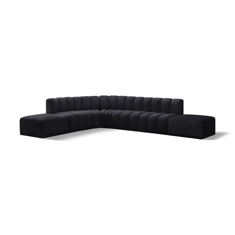 Bowery Hill Contemporary Soft Black Velvet Modular Sectional