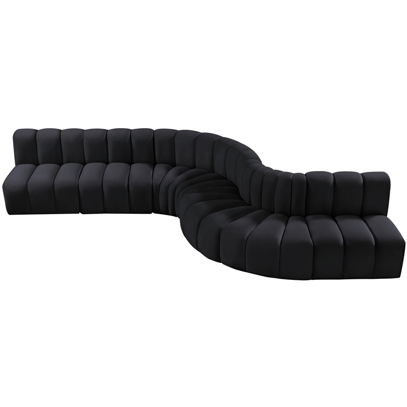 Bowery Hill Contemporary Soft Black Velvet Modular Sectional