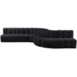 Bowery Hill Contemporary Soft Black Velvet Modular Sectional